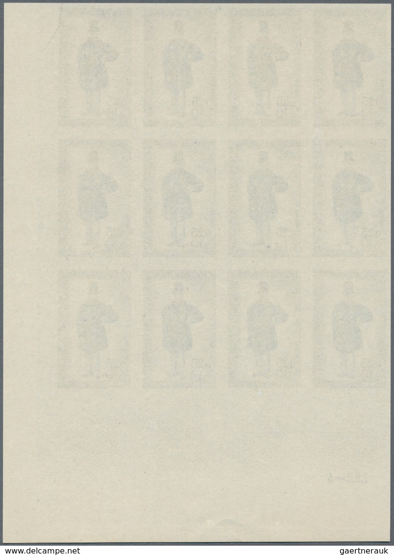 Frankreich: 1968, Stamp Day 0.25+0.10fr. (postman Of 1830) IMPERFORATE Block Of Twelve From Lower Ri - Sonstige & Ohne Zuordnung