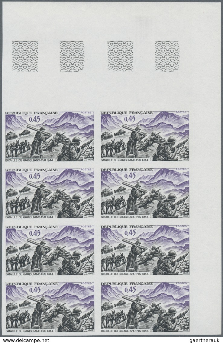 Frankreich: 1969, 25 Years Battle Of Garigliano 0.45fr. IMPERFORATE Block Of Eight From Upper Right - Sonstige & Ohne Zuordnung