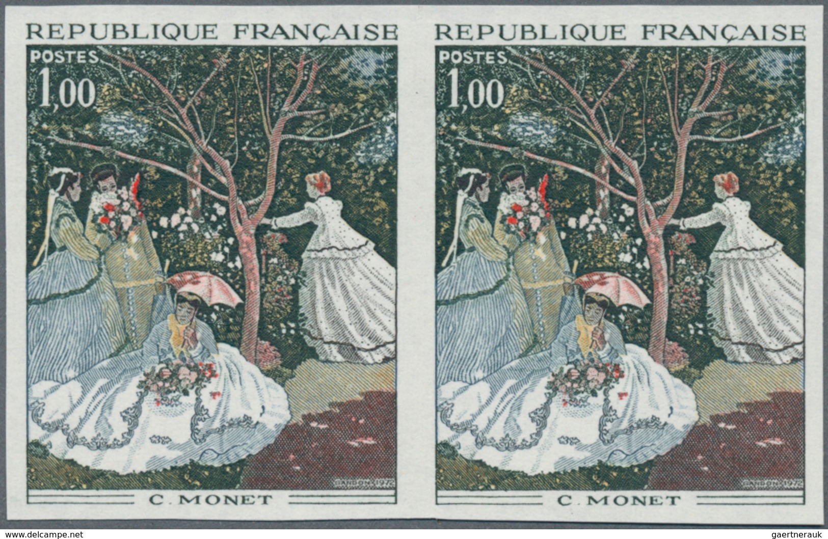 Frankreich: 1972, Paintings Set Of Two 1.00fr. (paintings From Fragonard And Monet) In Horizontal IM - Sonstige & Ohne Zuordnung
