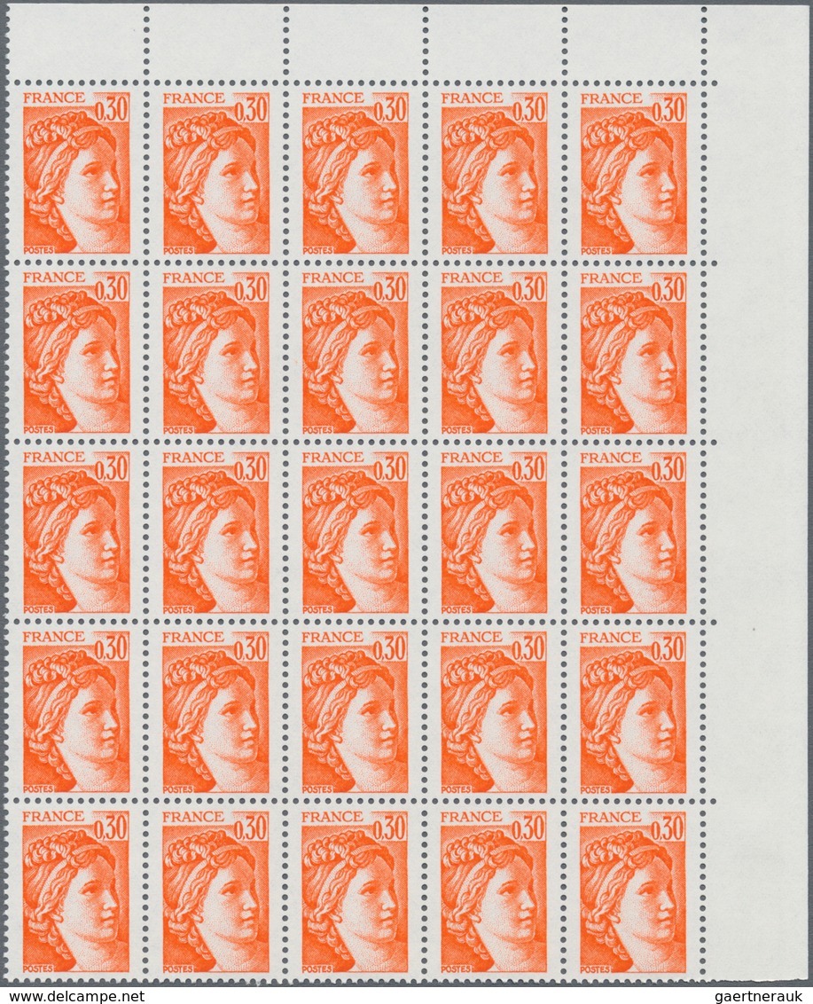 Frankreich: 1978, Definitives "Sabine De Gandon", MISSING PHOSPHOR (BRILLIANT GUM), 0.10fr.-3fr., Ei - Sonstige & Ohne Zuordnung