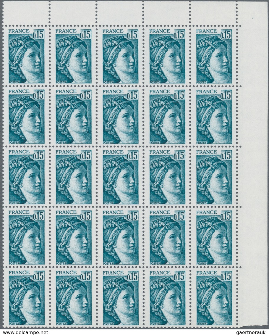 Frankreich: 1978, Definitives "Sabine de Gandon", MISSING PHOSPHOR (BRILLIANT GUM), 0.10fr.-3fr., ei