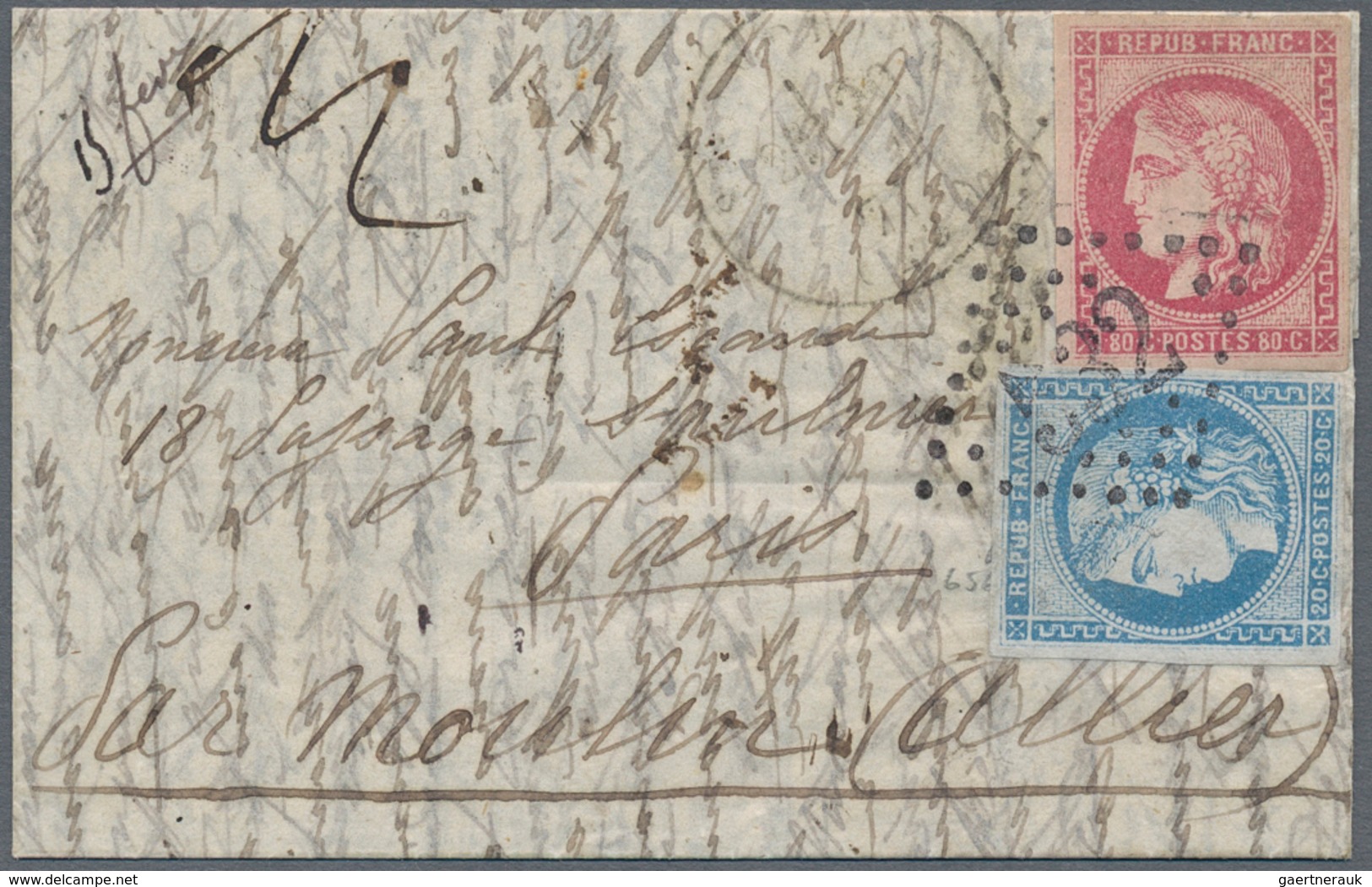 Frankreich: 1871 (12.2), Boule Des Moulins Letter With AKST Paris 20 C. And 80 C. Bordeaux Edition F - Sonstige & Ohne Zuordnung