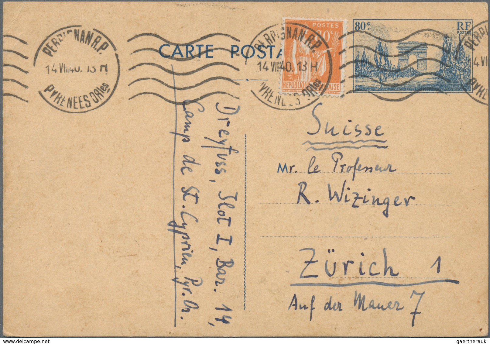 Frankreich: 1940, One Letter And Two Postal Stationery Cards From The Internment Camp "de St. Cyprie - Sonstige & Ohne Zuordnung