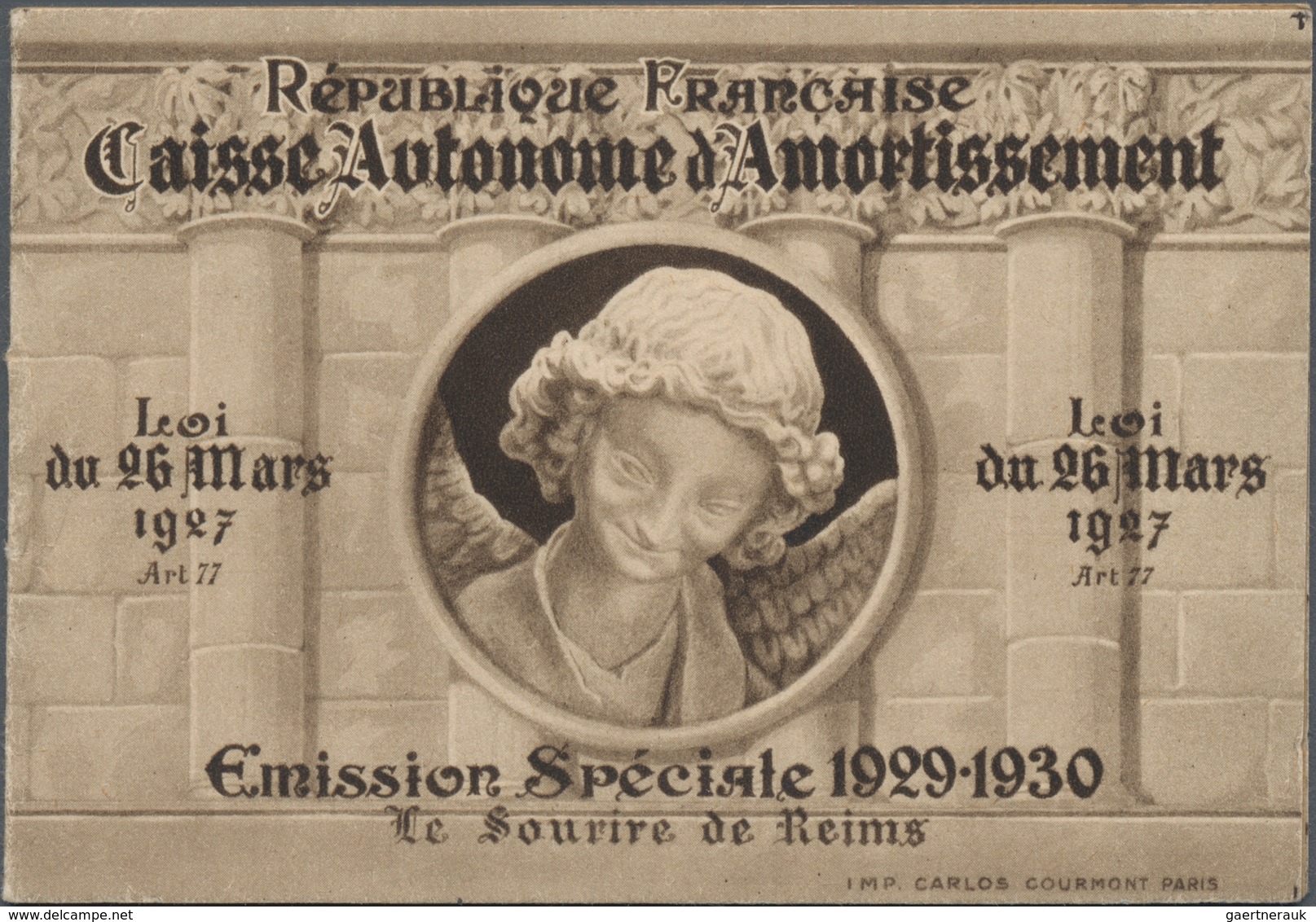 Frankreich - Markenheftchen: 1930, Sourire De Reims, Complete Booklet, Mint Never Hinged. 1.360,- €. - Andere & Zonder Classificatie