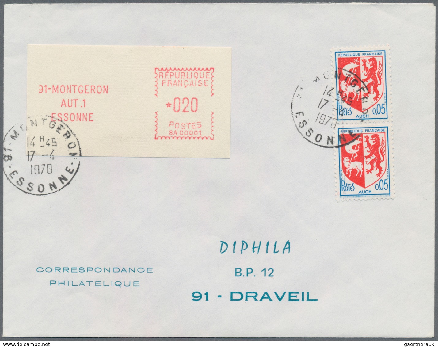 Frankreich - Automatenmarken: 1970, Montgeron "SA 00001", 0.20fr. Type 2 In Combination With Vertica - Sonstige & Ohne Zuordnung