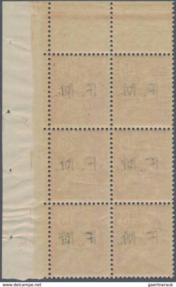 Frankreich - Militärpostmarken: 1902, Mouchon II 15c. Red Optd. ‚F. M.‘ Block Of Six From Upper Righ - Military Postage Stamps