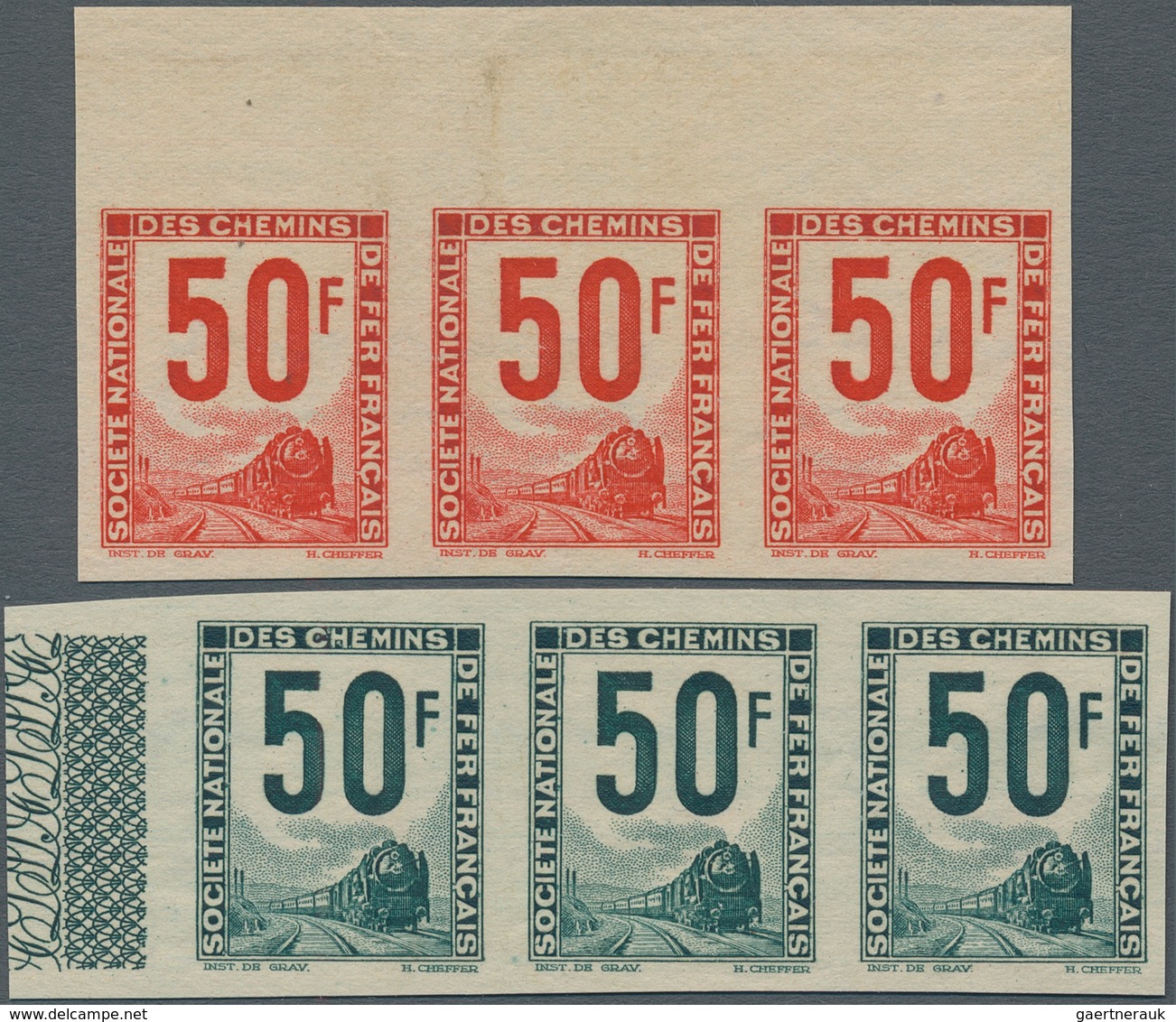 Frankreich - Postpaketmarken: 1944, Societe National Des Chemins De Fer Francais, 50fr. Red And 50fr - Andere & Zonder Classificatie