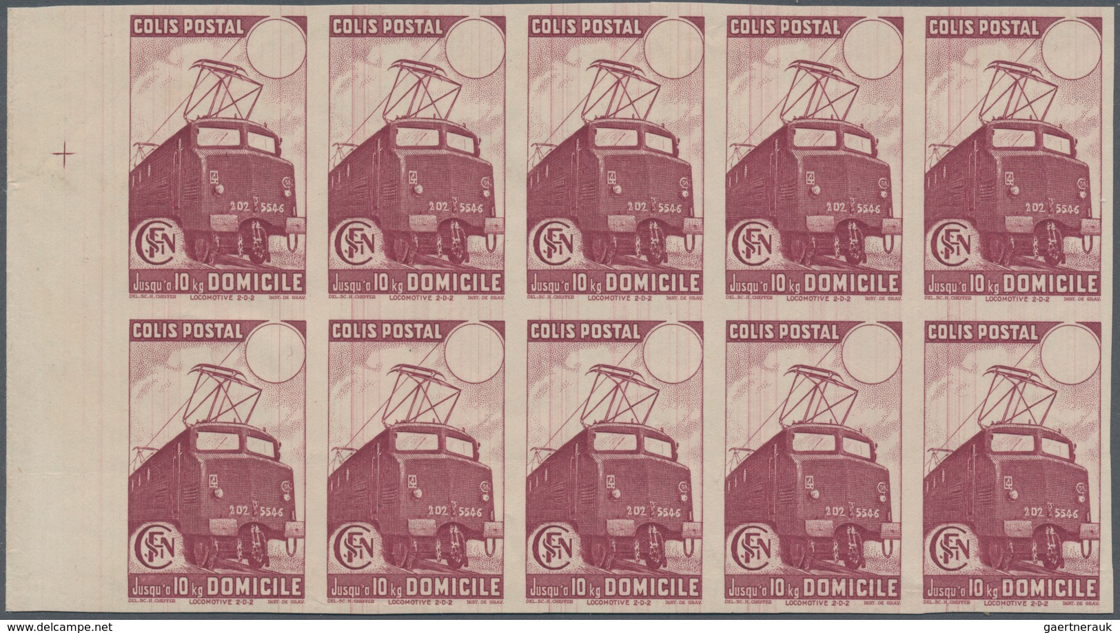 Frankreich - Postpaketmarken: 1945, Timbres De Prestation, Not Issued "Domicile" Claret With Blank V - Andere & Zonder Classificatie