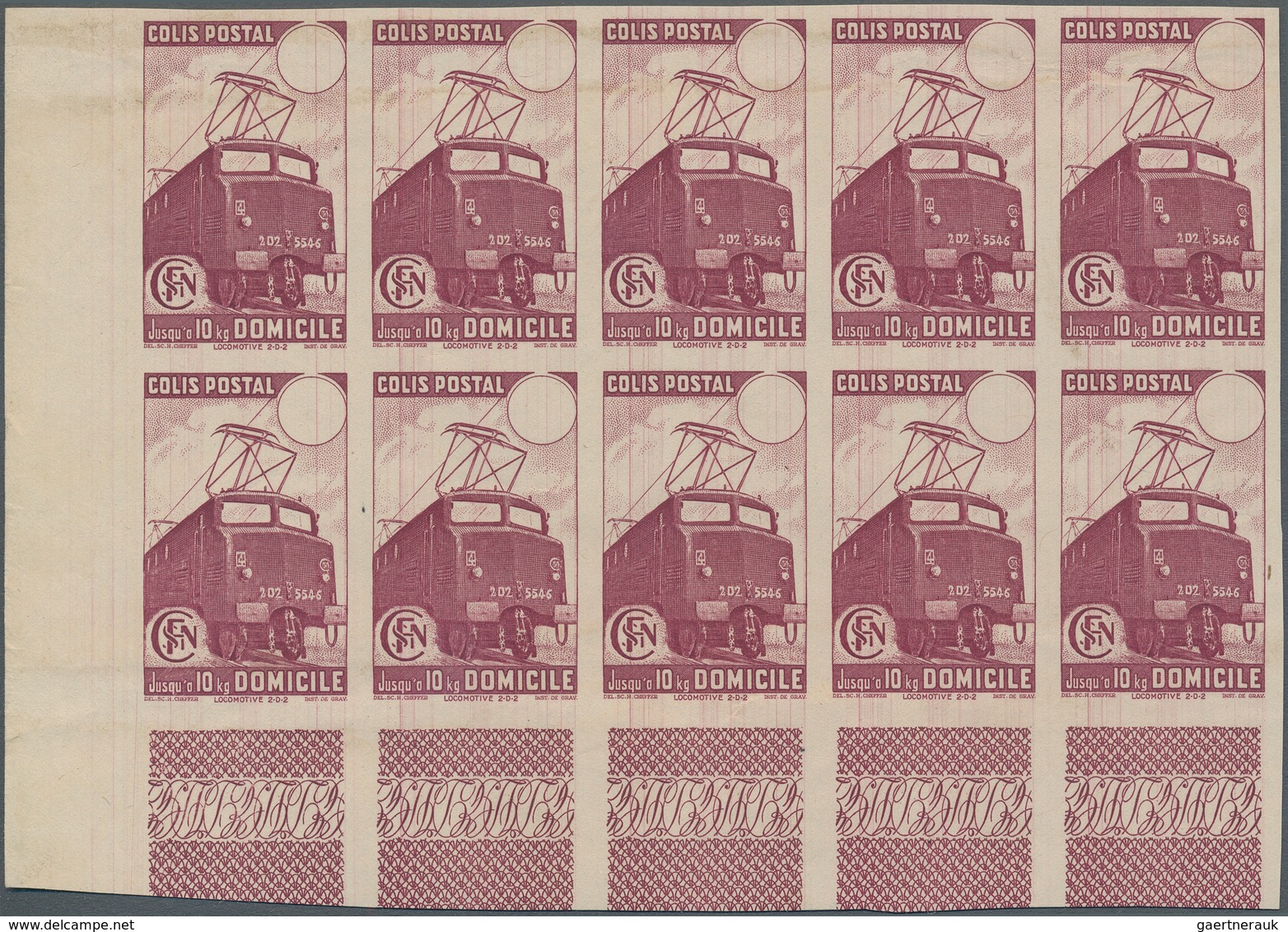 Frankreich - Postpaketmarken: 1945, Timbres De Prestation, Not Issued "Domicile" Claret With Blank V - Other & Unclassified