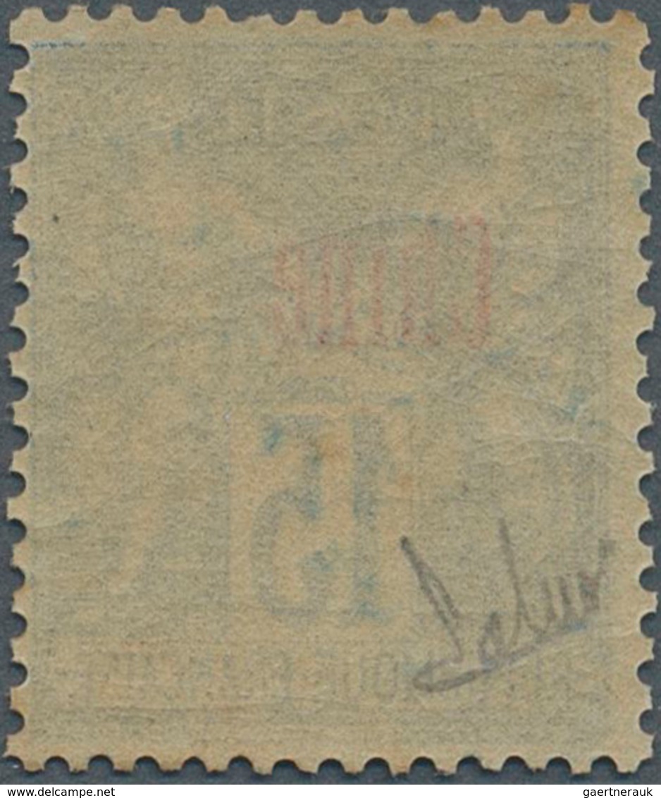 Französische Post In China: 1894, "Chine" Overprints On Sage, 15c. Blue On "non Quadrille" Paper, Fr - Sonstige & Ohne Zuordnung