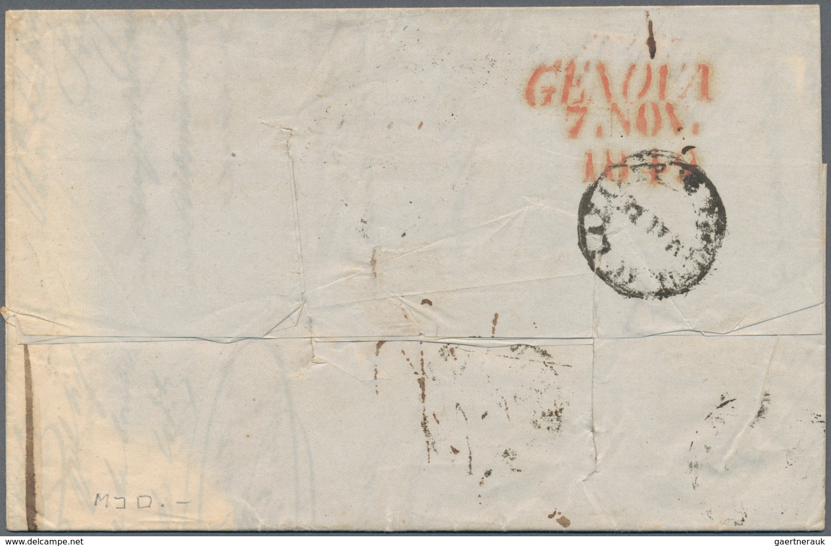 Französische Post In Der Levante: 1849, "PIROSCAFI POSTALI FRANCESI" Red Three-liner On Folded Lette - Andere & Zonder Classificatie