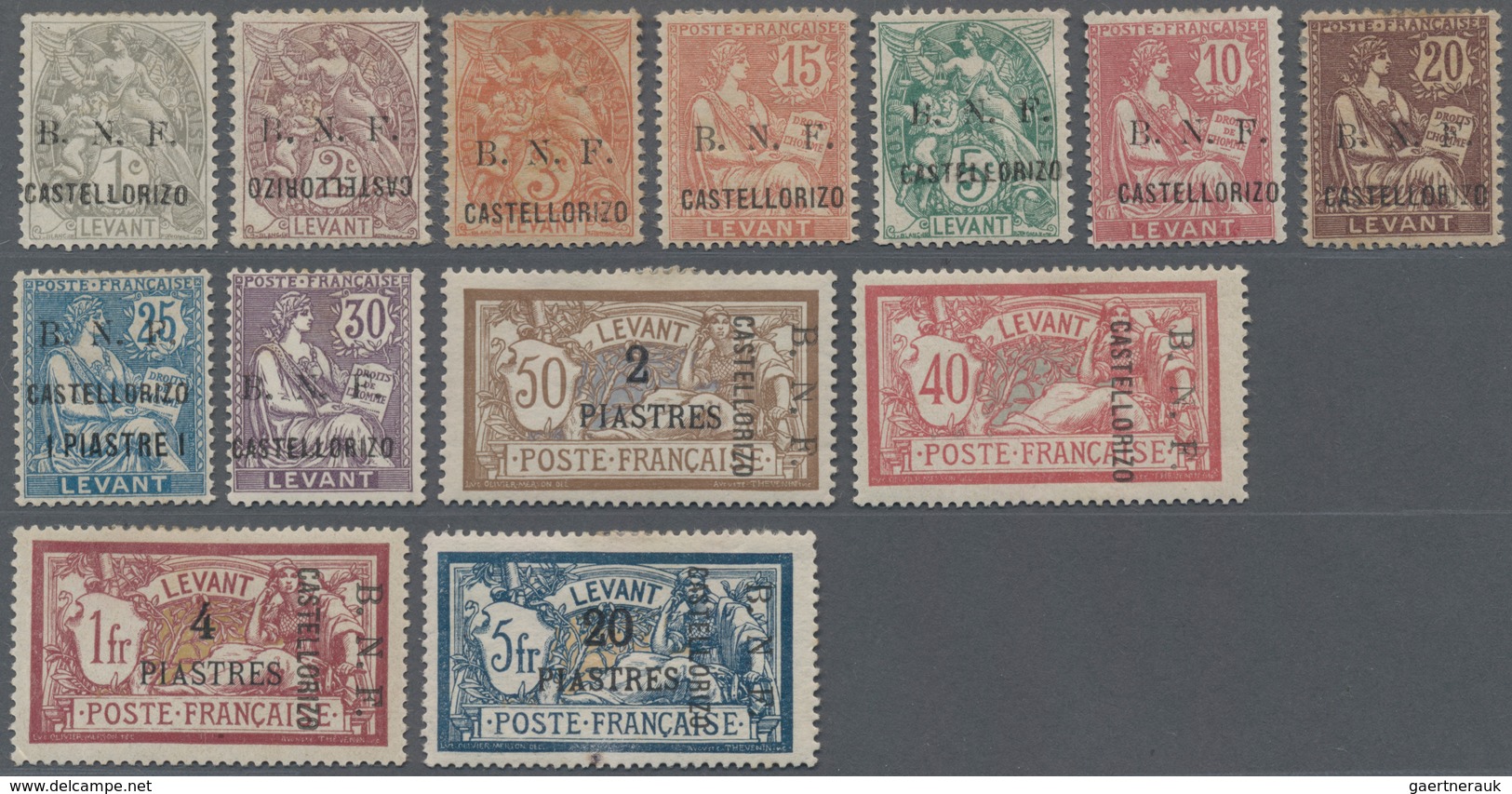 Französische Besetzung I. WK - Castellorizo: 1920, "B.N.F." Overprints, 1c.-20p. On 5fr., Complete S - Other & Unclassified