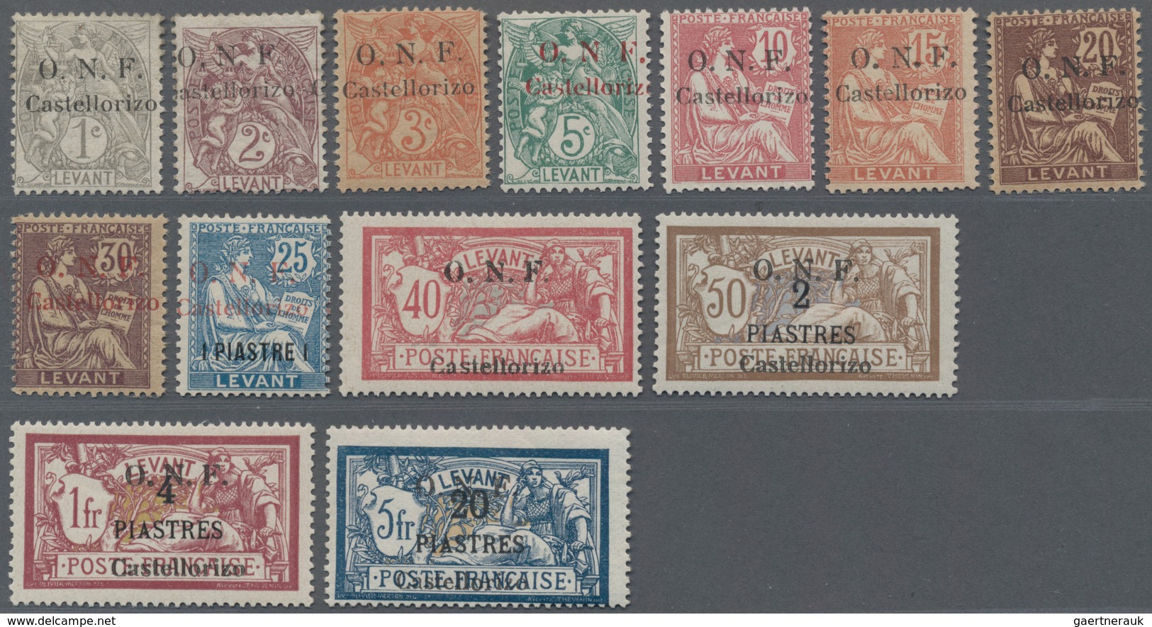 Französische Besetzung I. WK - Castellorizo: 1920, "O.N.F." Overprints, 1c.-20p. On 5fr., Complete S - Other & Unclassified