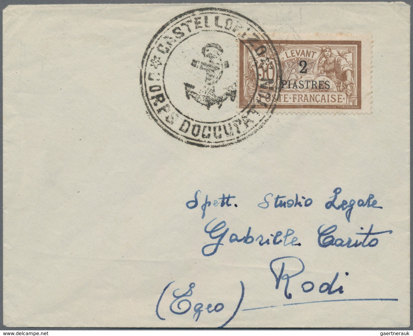 Französische Besetzung I. WK - Castellorizo: 1920, French Levant 2pi. On 50c. Brown/light Blue (few - Other & Unclassified