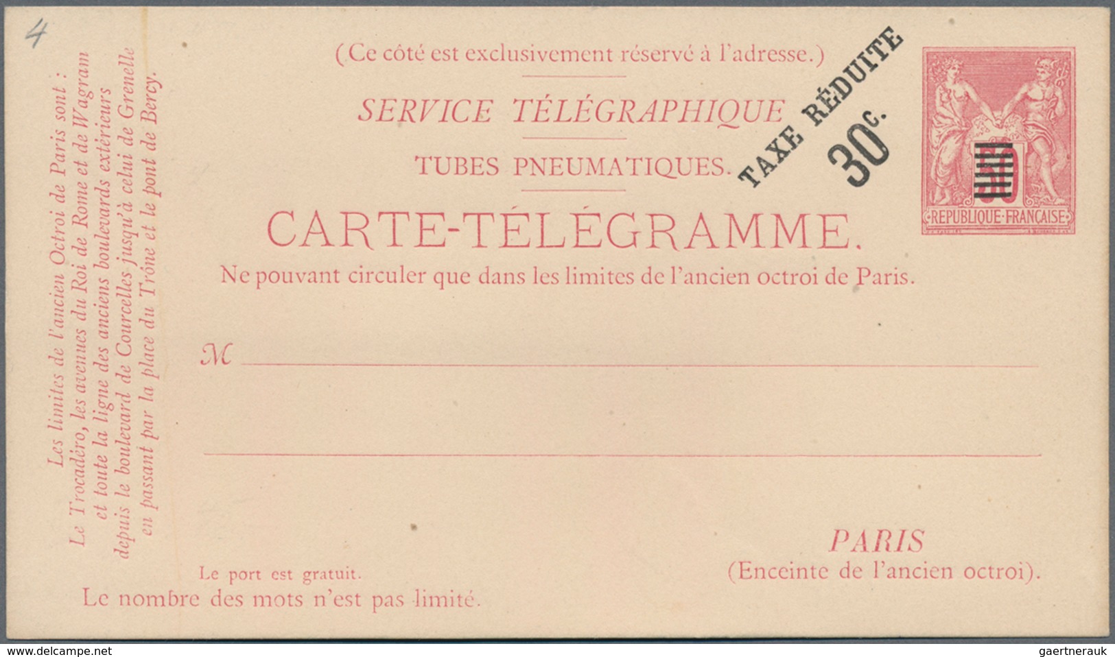 Frankreich - Ganzsachen: 1879/1880, 50 C Carmine Pneumatic Postal Stationery Card And 30c On 50c Ove - Other & Unclassified