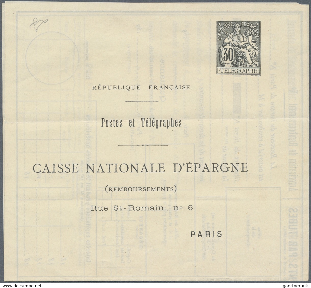 Frankreich - Ganzsachen: 1884/1899, 4 Different Postal Stationery Money Orders 30 C Black, Unused, S - Sonstige & Ohne Zuordnung