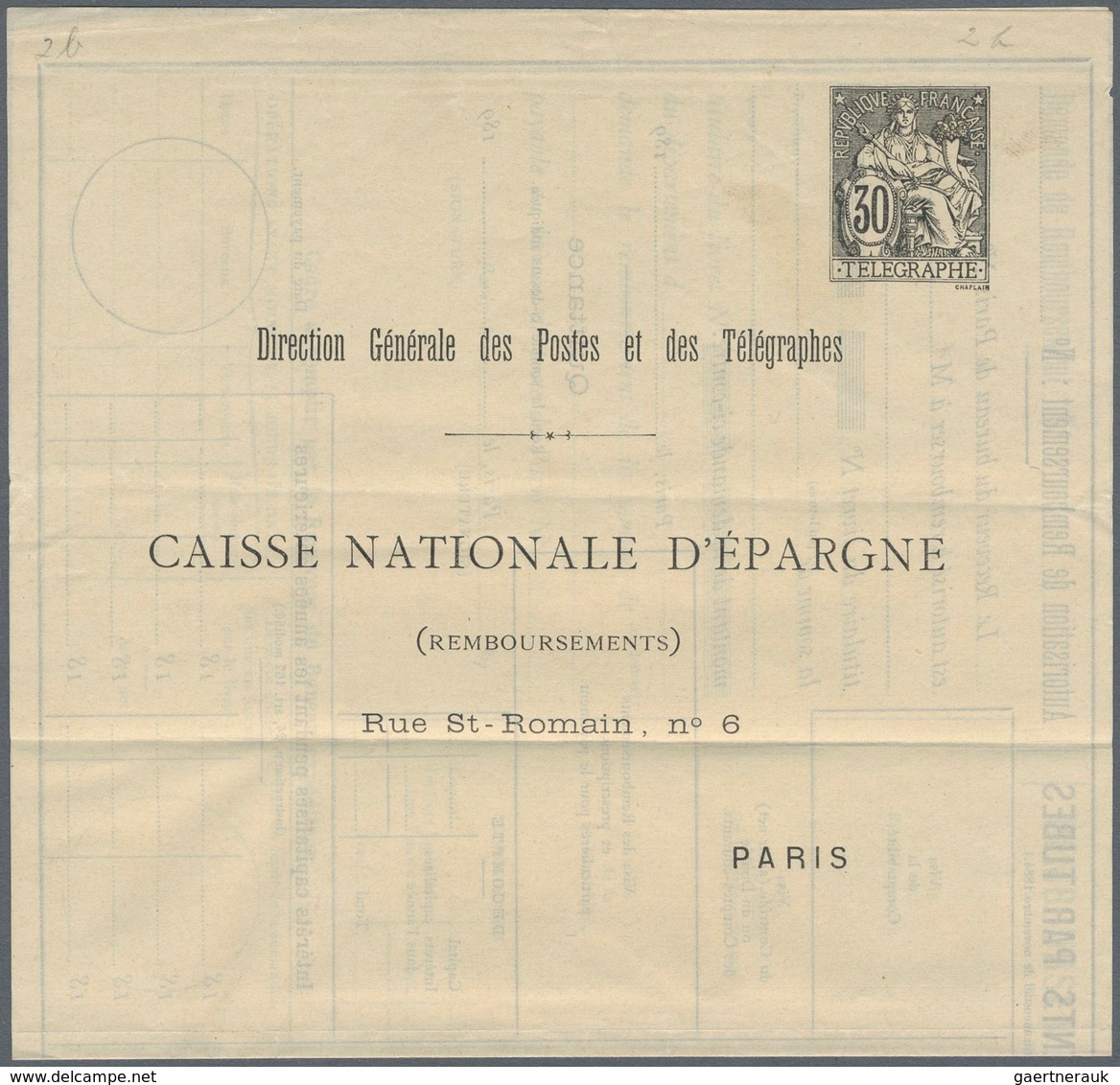 Frankreich - Ganzsachen: 1884/1899, 4 different postal stationery money orders 30 C black, unused, s