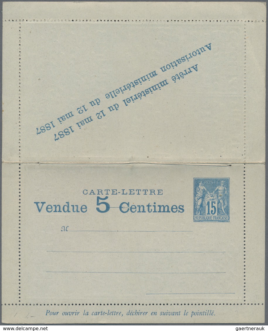 Frankreich - Ganzsachen: 1887, 15 C Blue 'allegory' Advertising Stationery Letter Card, Edition N°.1 - Other & Unclassified