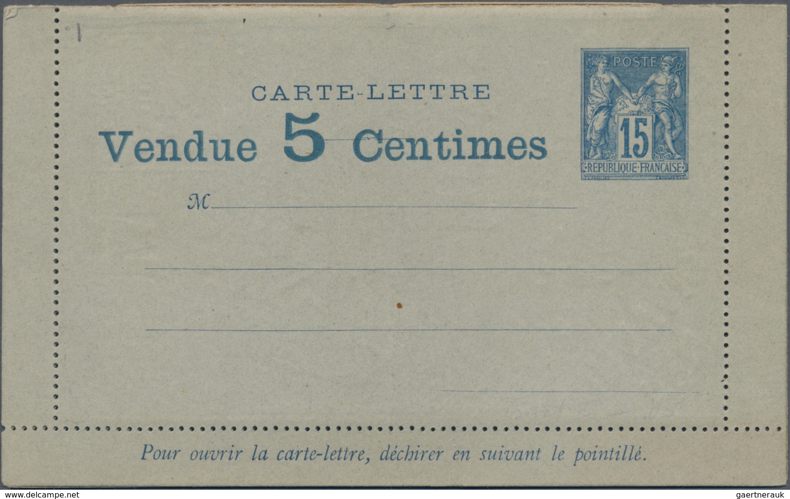 Frankreich - Ganzsachen: 1890 (approx.), France. Advertising Letter Card 15c Sage With Illustrated A - Andere & Zonder Classificatie