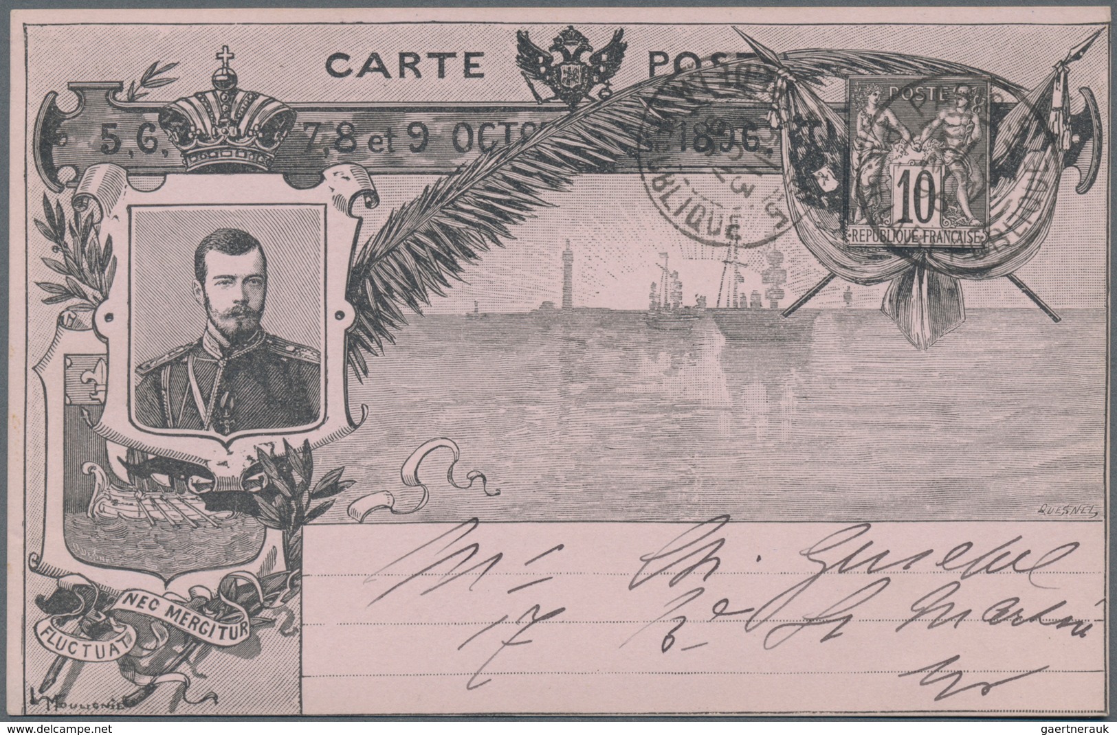 Frankreich - Ganzsachen: 1896. Lot Of 3 Postcards 10c Sage "Visite Du Tsar Nicolas II". Different Pa - Other & Unclassified