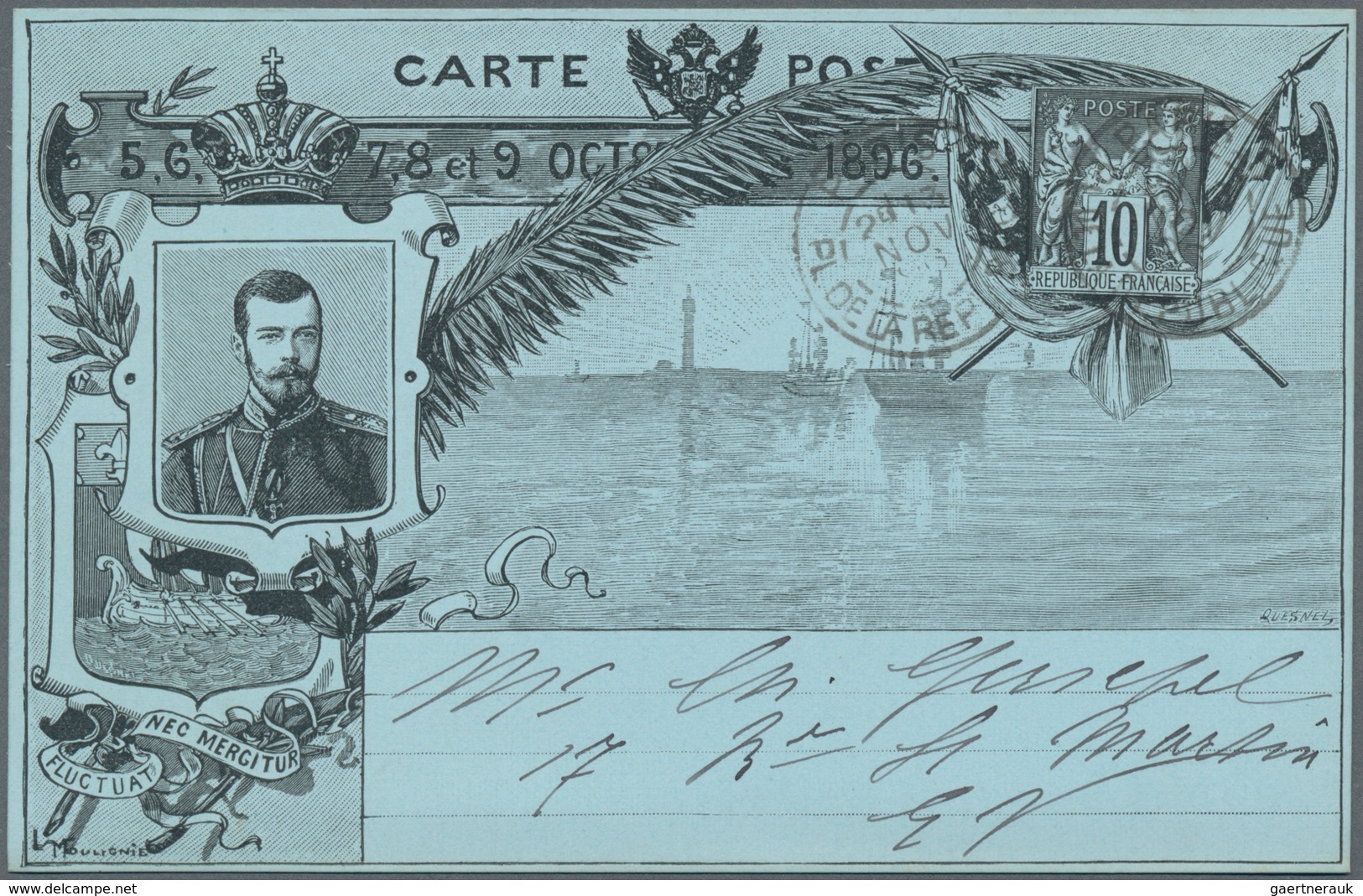 Frankreich - Ganzsachen: 1896. Lot Of 3 Postcards 10c Sage "Visite Du Tsar Nicolas II". Different Pa - Andere & Zonder Classificatie