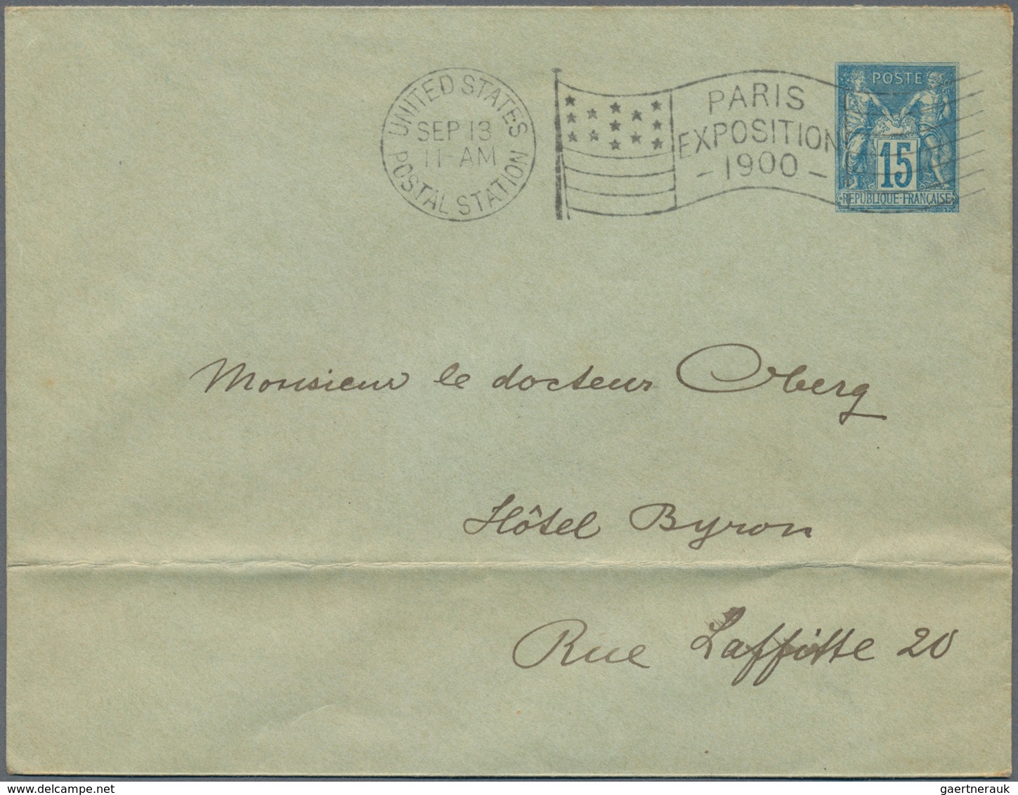 Frankreich - Ganzsachen: 1900, "UNITED STATES POSTAL STATION PARIS EXPOSITION 1900" Flag Cancel On 1 - Sonstige & Ohne Zuordnung