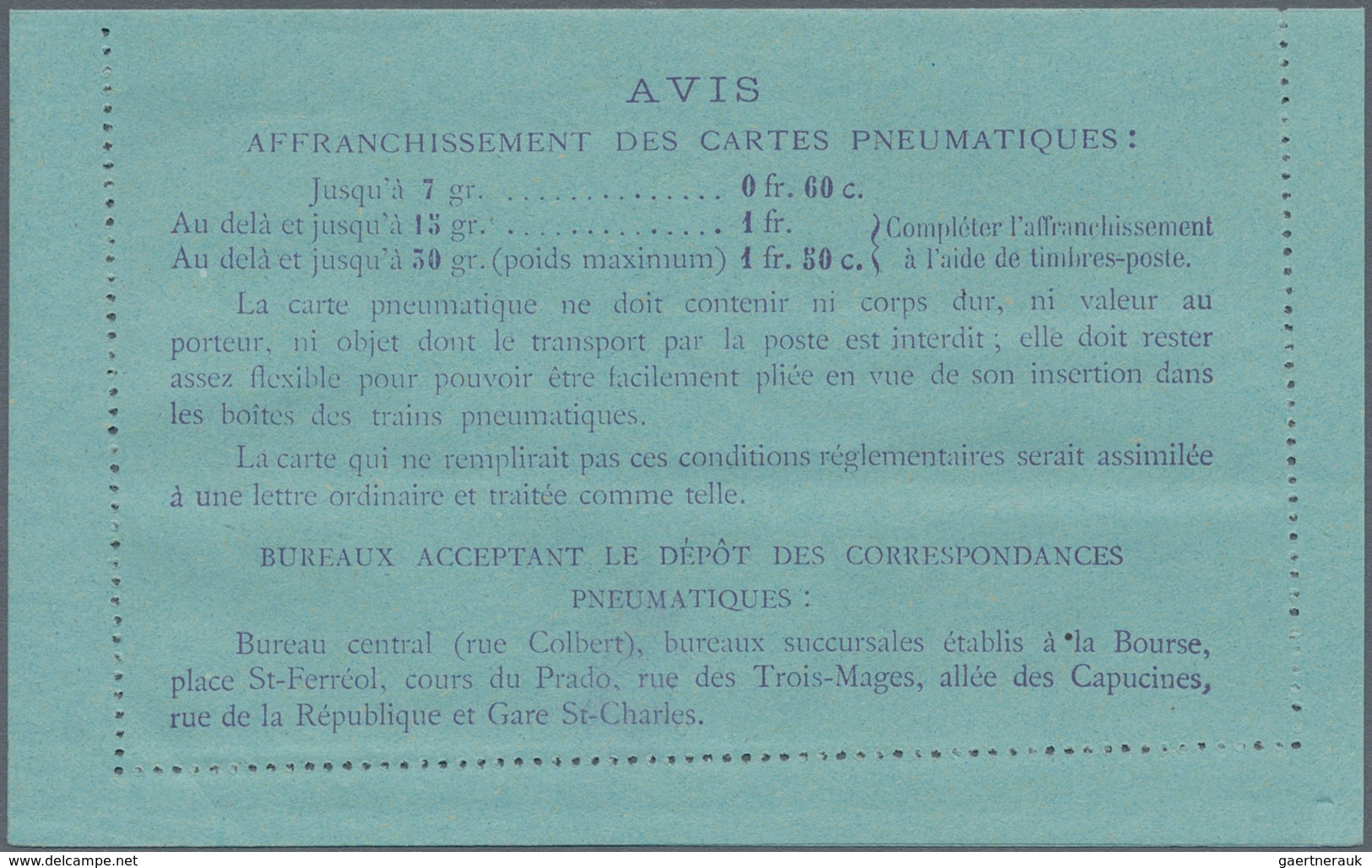 Frankreich - Ganzsachen: 1919/1929, 60c Violet On Postal Stationery Letter Card For Pneumatic Post I - Andere & Zonder Classificatie