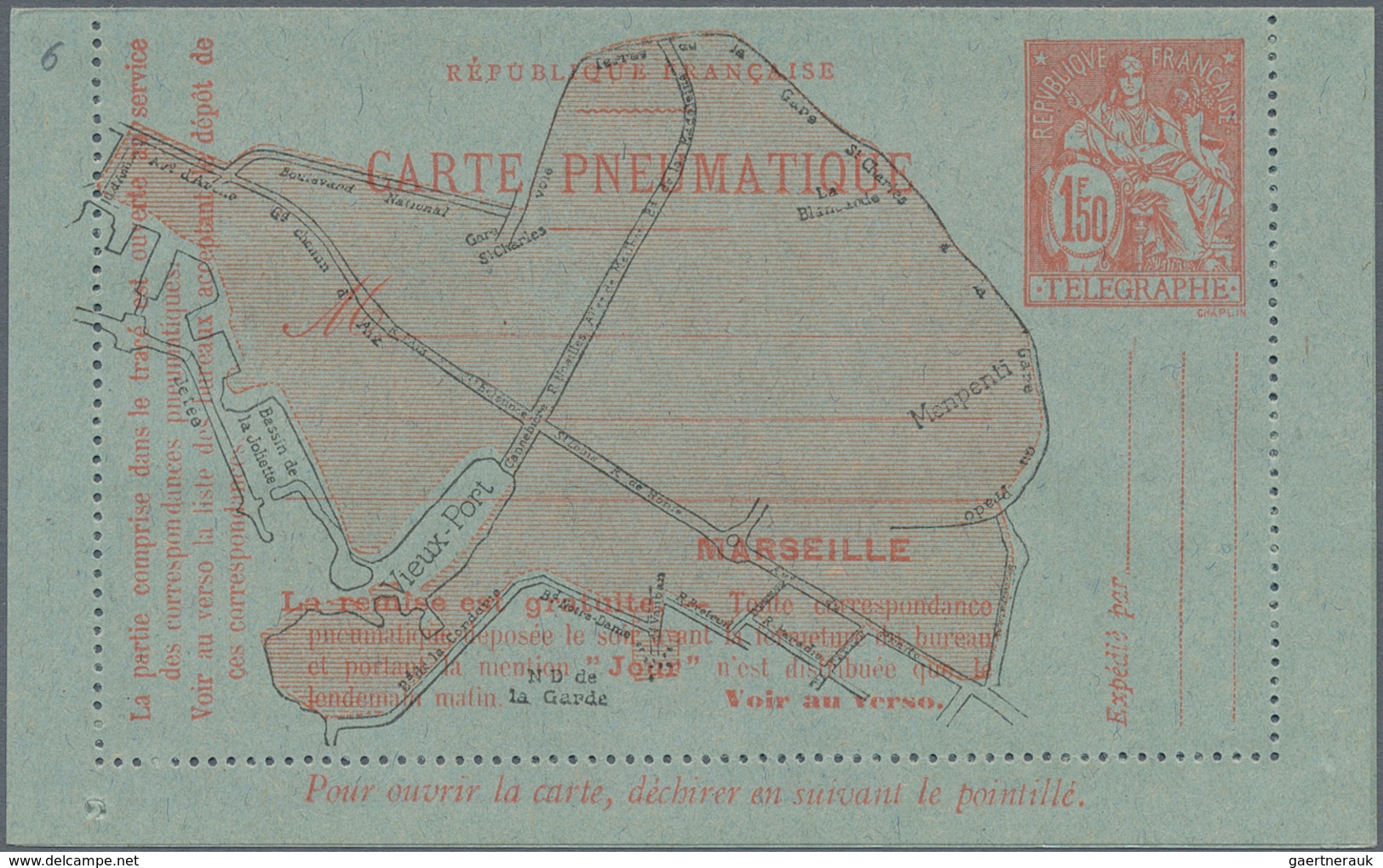Frankreich - Ganzsachen: 1919/1929, 1.50 F Red-orange On Postal Stationery Letter Card For Pneumatic - Sonstige & Ohne Zuordnung