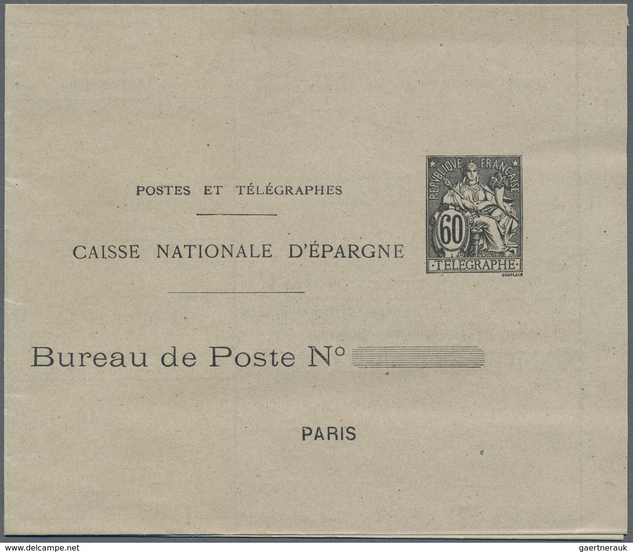 Frankreich - Ganzsachen: 1921/1931, 60c Black "Postes Et Télégraphes" Postal Stationery Folded Lette - Other & Unclassified