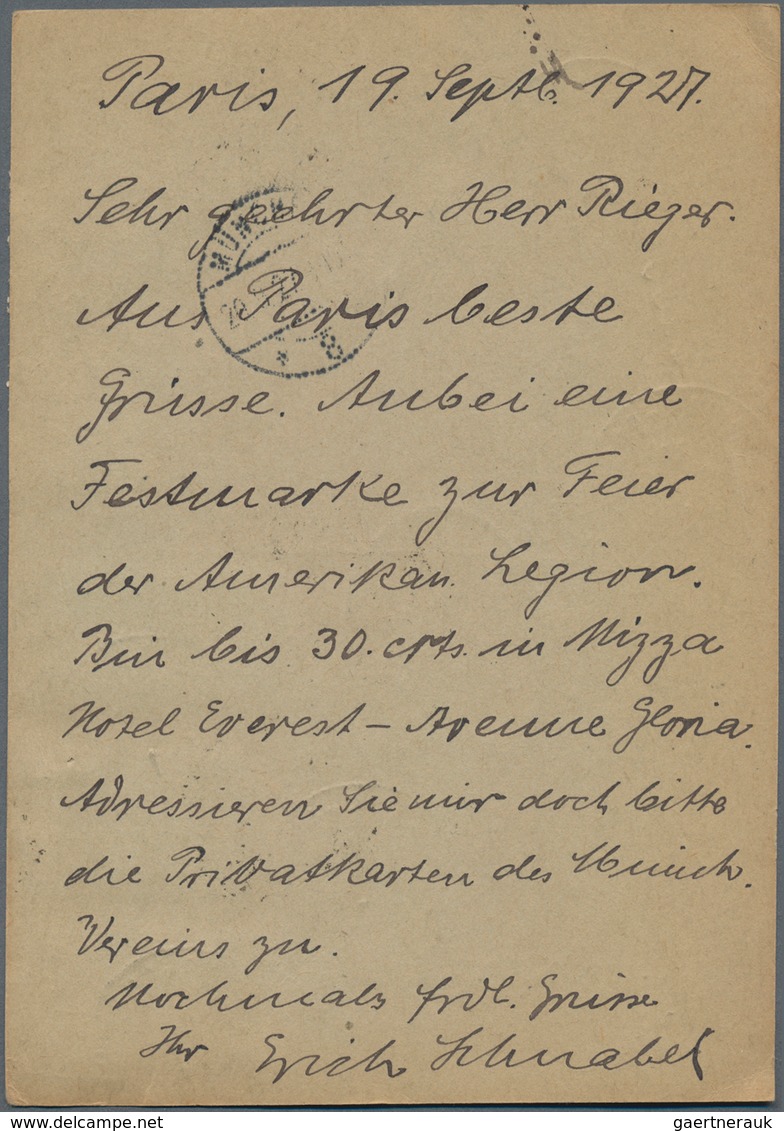 Frankreich - Ganzsachen: 1927, 40c Violet With Additional Franking As Registered Postcart From Paris - Sonstige & Ohne Zuordnung