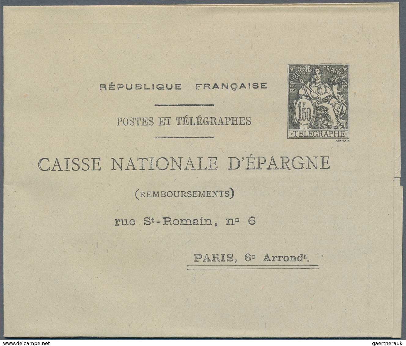 Frankreich - Ganzsachen: 1932/1938, 1.50 F Black "Postes Et Télégraphes" Postal Stationery Folded Le - Sonstige & Ohne Zuordnung