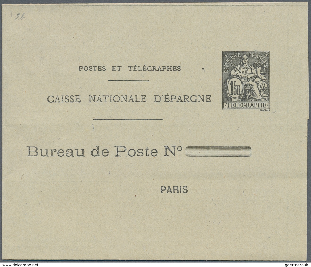 Frankreich - Ganzsachen: 1932/1938, 1.50 F Black "Postes Et Télégraphes" Postal Stationery Folded Le - Sonstige & Ohne Zuordnung