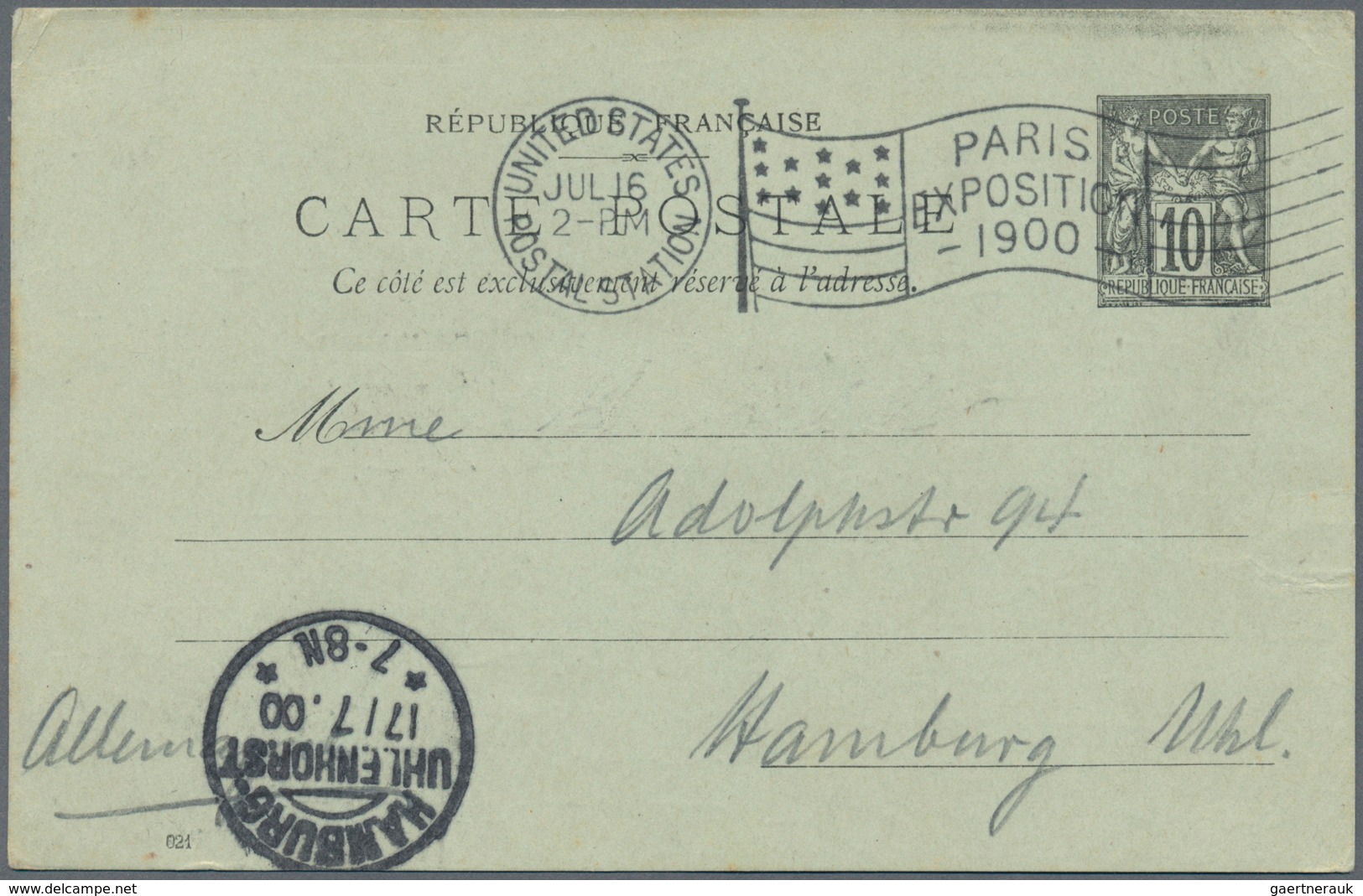 Frankreich - Stempel: 1900, "UNITED STATES POSTAL STATION PARIS EXPOSITION 1900" Flag Cancel On 10 C - 1801-1848: Voorlopers XIX