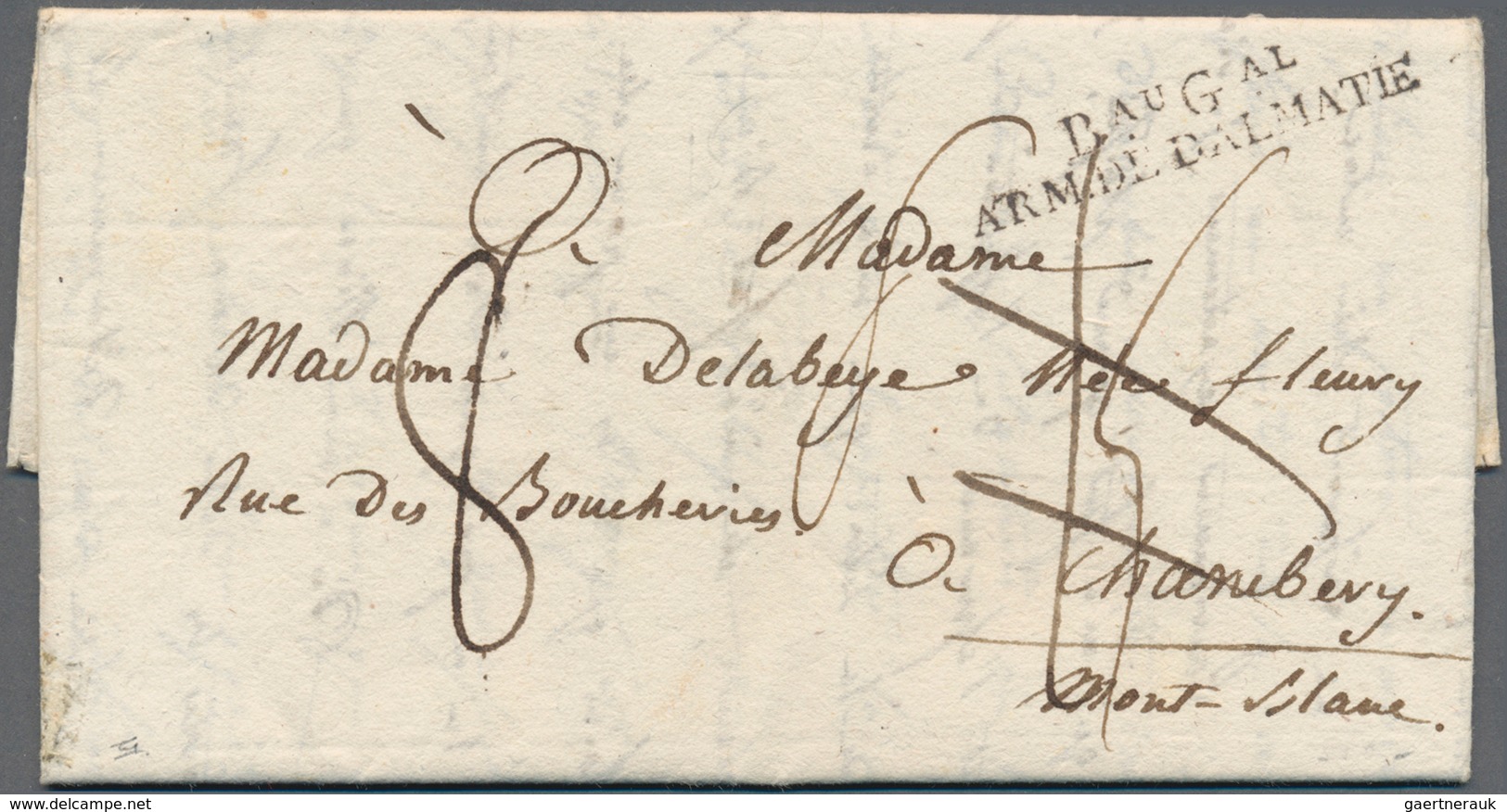 Frankreich - Militärpost / Feldpost: 1806, "BAU GAL ARMEE DALMATIE" Black Two-liner With Handwritten - Militaire Zegels