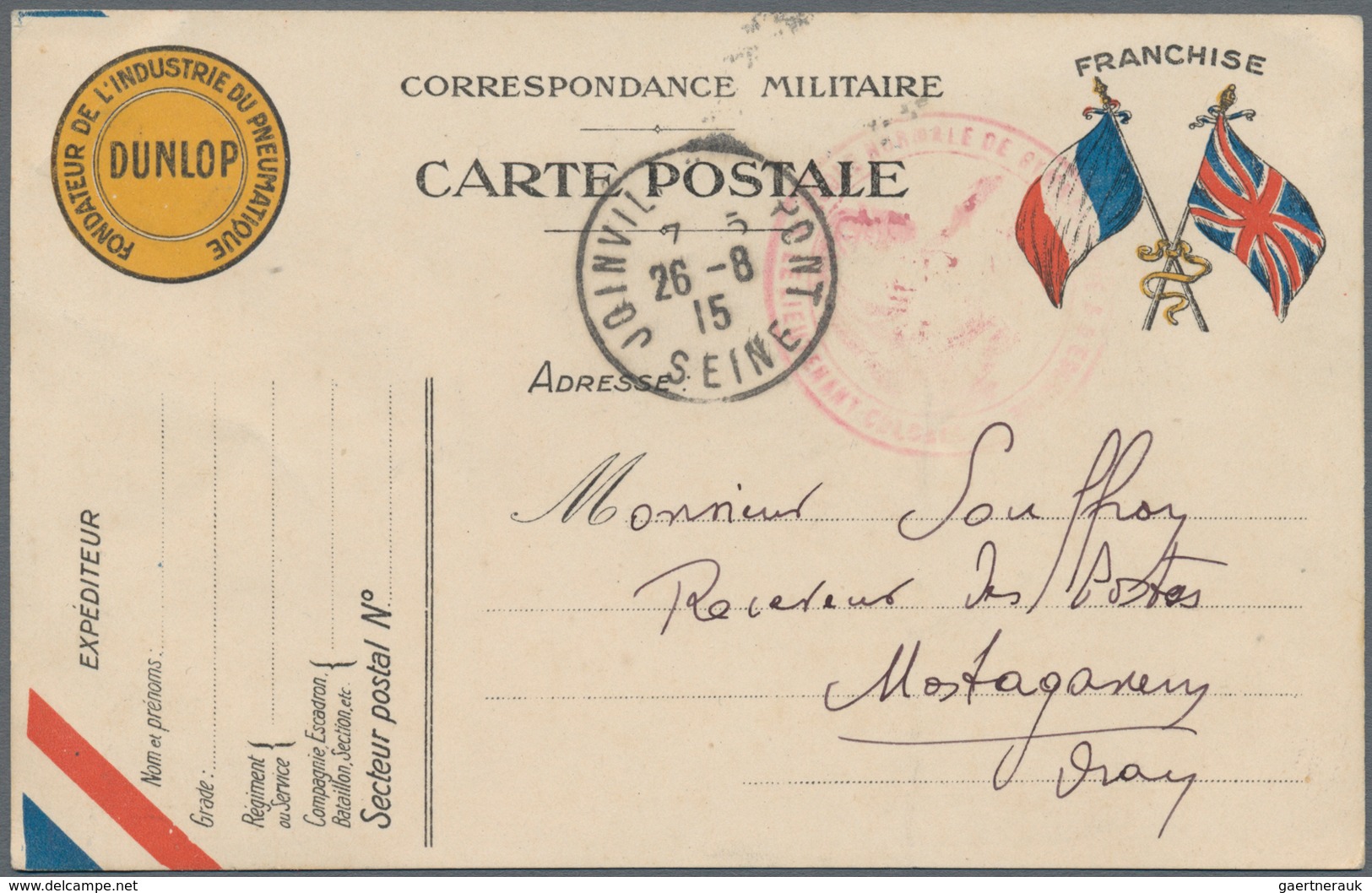 Frankreich - Militärpost / Feldpost: 1915. Postage-free Soldier Correspondence Card With Imprinted C - Militaire Zegels