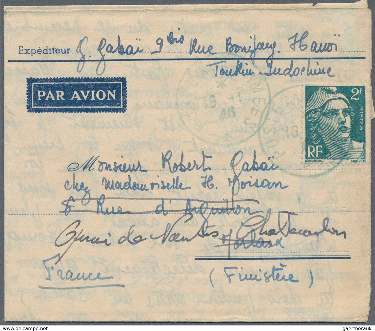 Frankreich - Militärpost / Feldpost: 1946, France, 2 F Blue-green 'Marianne', Tied By Blue Cds POSTE - Militaire Zegels