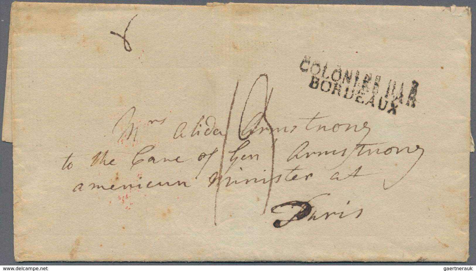 Frankreich - Besonderheiten: 1807, "COLONIES PAR BORDEAUX" Rare Two-liner On Folded Letter Without T - Andere & Zonder Classificatie