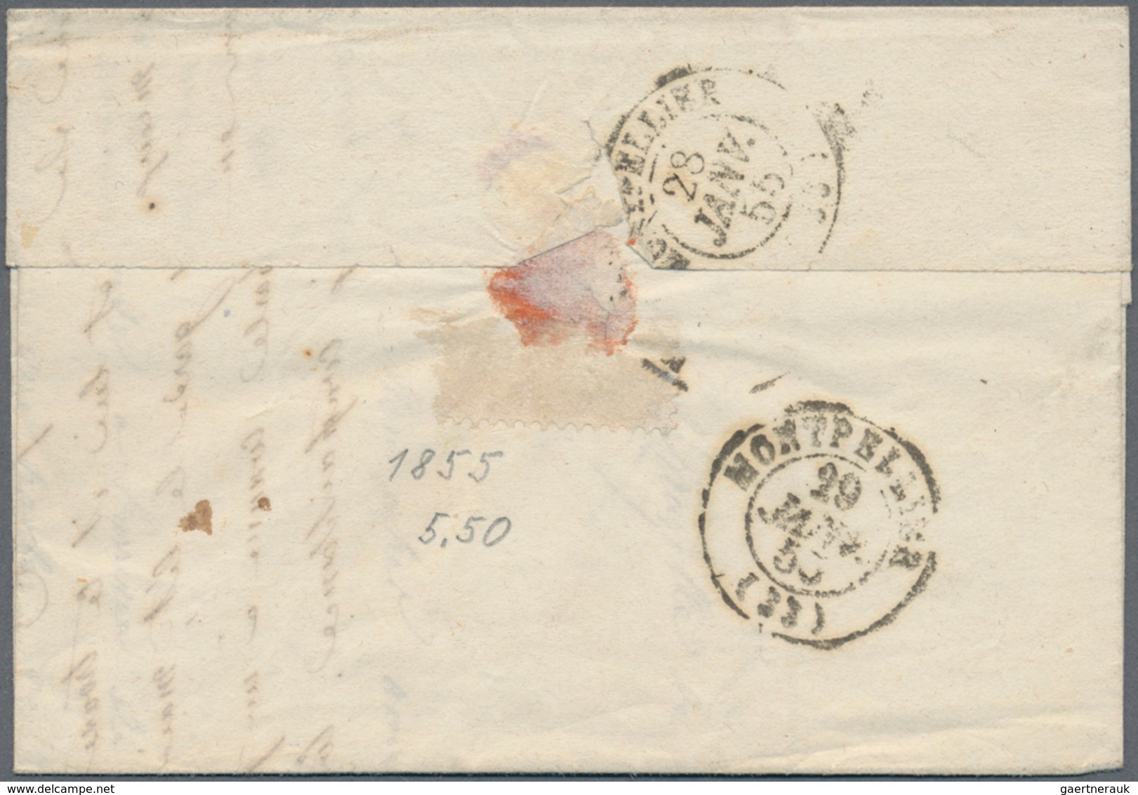 Frankreich - Besonderheiten: 1855, "33/St. Bausille/De-Putois" Three-liner Very Clear On Folded Lett - Other & Unclassified