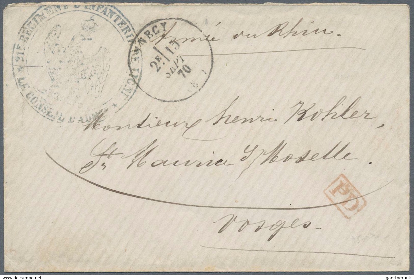 Frankreich - Besonderheiten: 1870 Envelope With Red PD Type 17 Annecy 13 September 1870 To St. Mauri - Andere & Zonder Classificatie