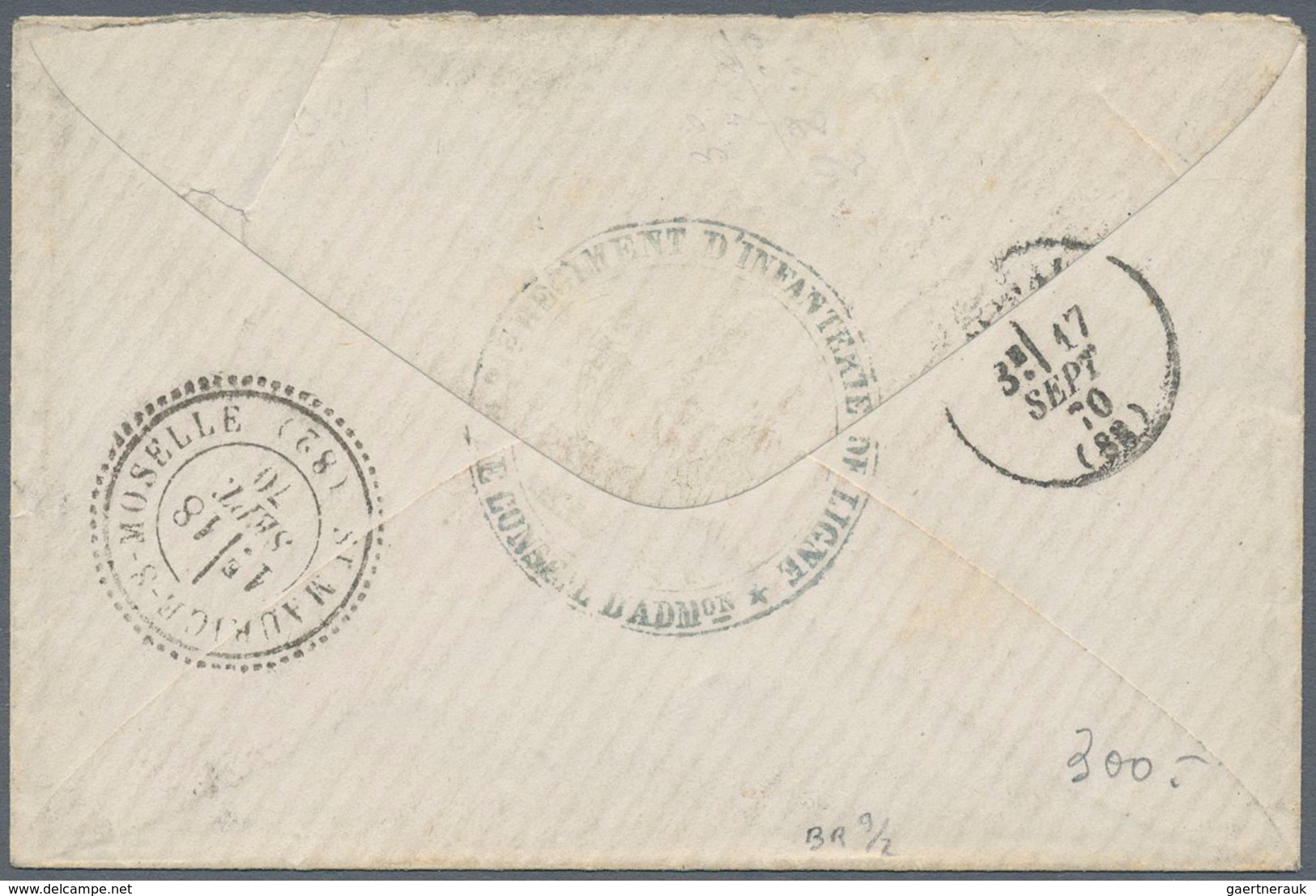 Frankreich - Besonderheiten: 1870 Envelope With Red PD Type 17 Annecy 13 September 1870 To St. Mauri - Other & Unclassified