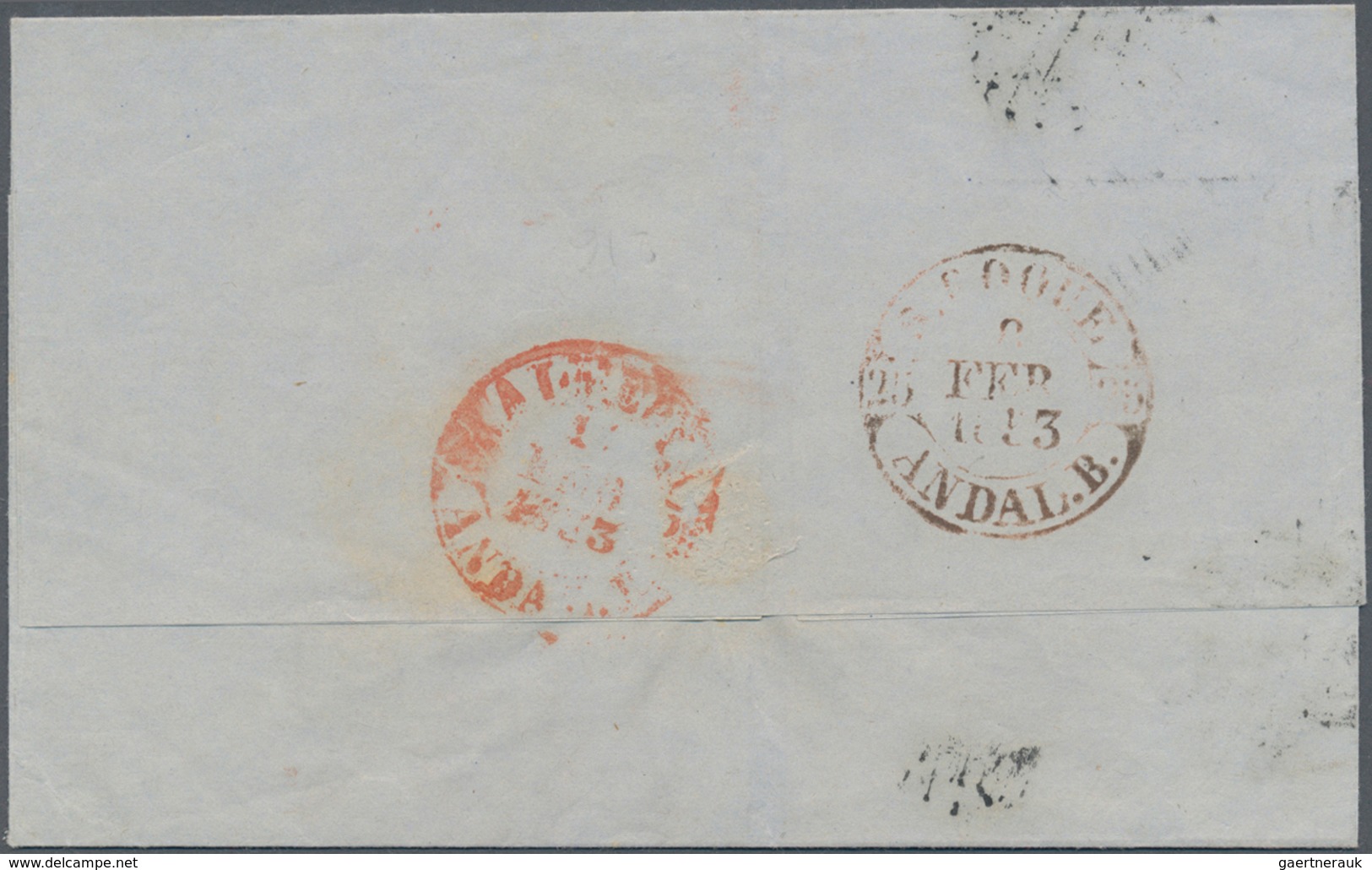 Gibraltar: 1853. Great Parts Of A Cover From GIBRALTAR To Cadiz, British Circular GIBRALTAR 25 AP 18 - Gibraltar