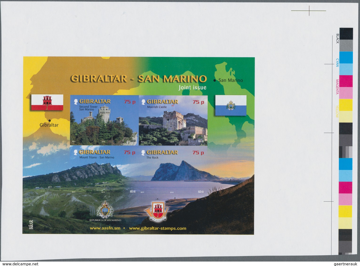 Gibraltar: 2010, Sights Souvenir Sheet, IMPERFORATE Proof With Traffic Lights On Selvedge, Mint Neve - Gibraltar