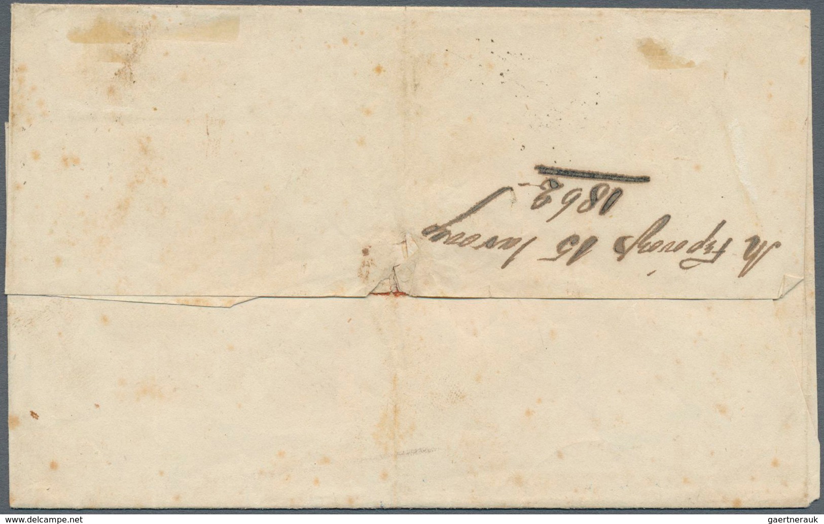 Griechenland: 1861, Paris Printing 20 L. Blue On Blueish On Folded Envelope Clear Tied By "9" In Dia - Briefe U. Dokumente