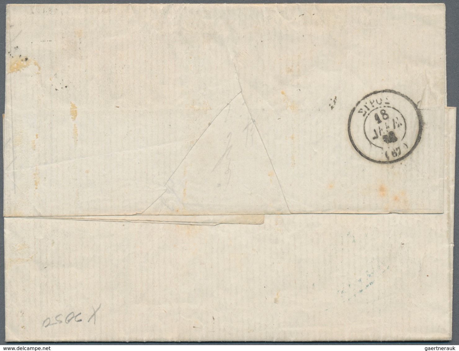 Griechenland: 1863, Folded Letter Without Stamps From Triest Nach SYRA With Tax "75" And Afterfranki - Brieven En Documenten