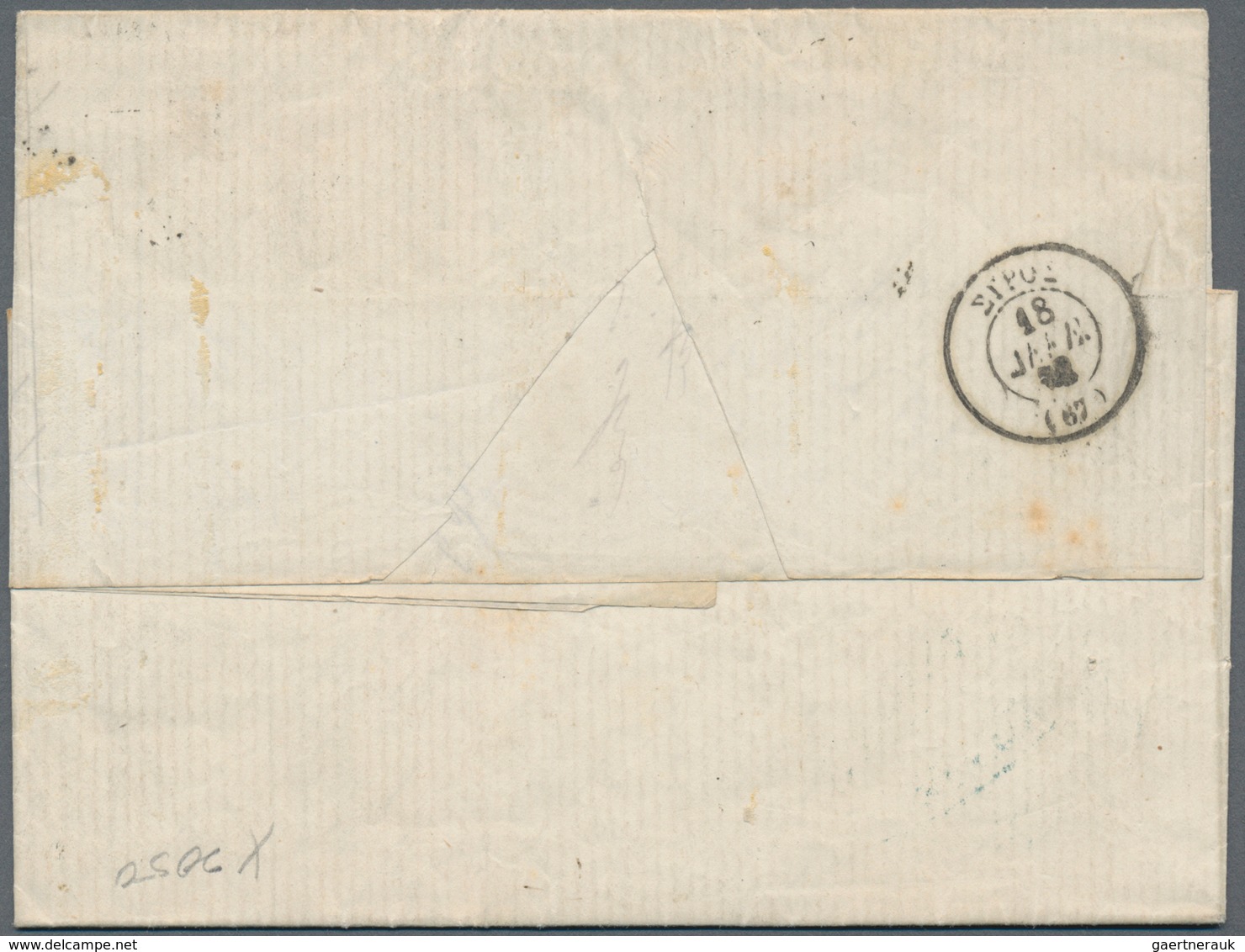 Griechenland: 1863, Folded Letter Without Stamps From Triest Nach SYRA With Tax "75" And Afterfranki - Covers & Documents