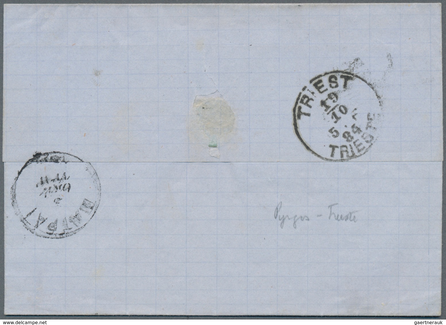 Griechenland: 1878/1884, Interesting Folded Letter Pair With 10 L And 20 L From Patras To Triest And - Brieven En Documenten