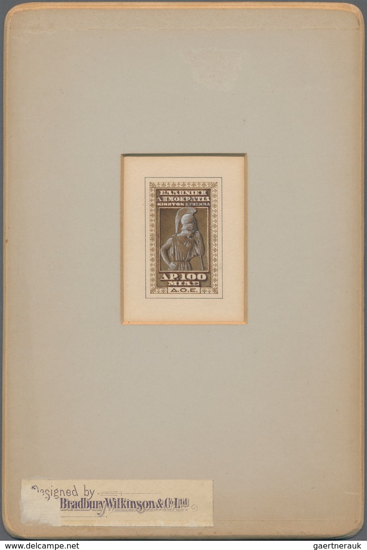 Griechenland: 1927: Greece 100 Drachms, UNIQUE HANDPAINTED Essay For A Fiscal Stamp Designed By The - Brieven En Documenten