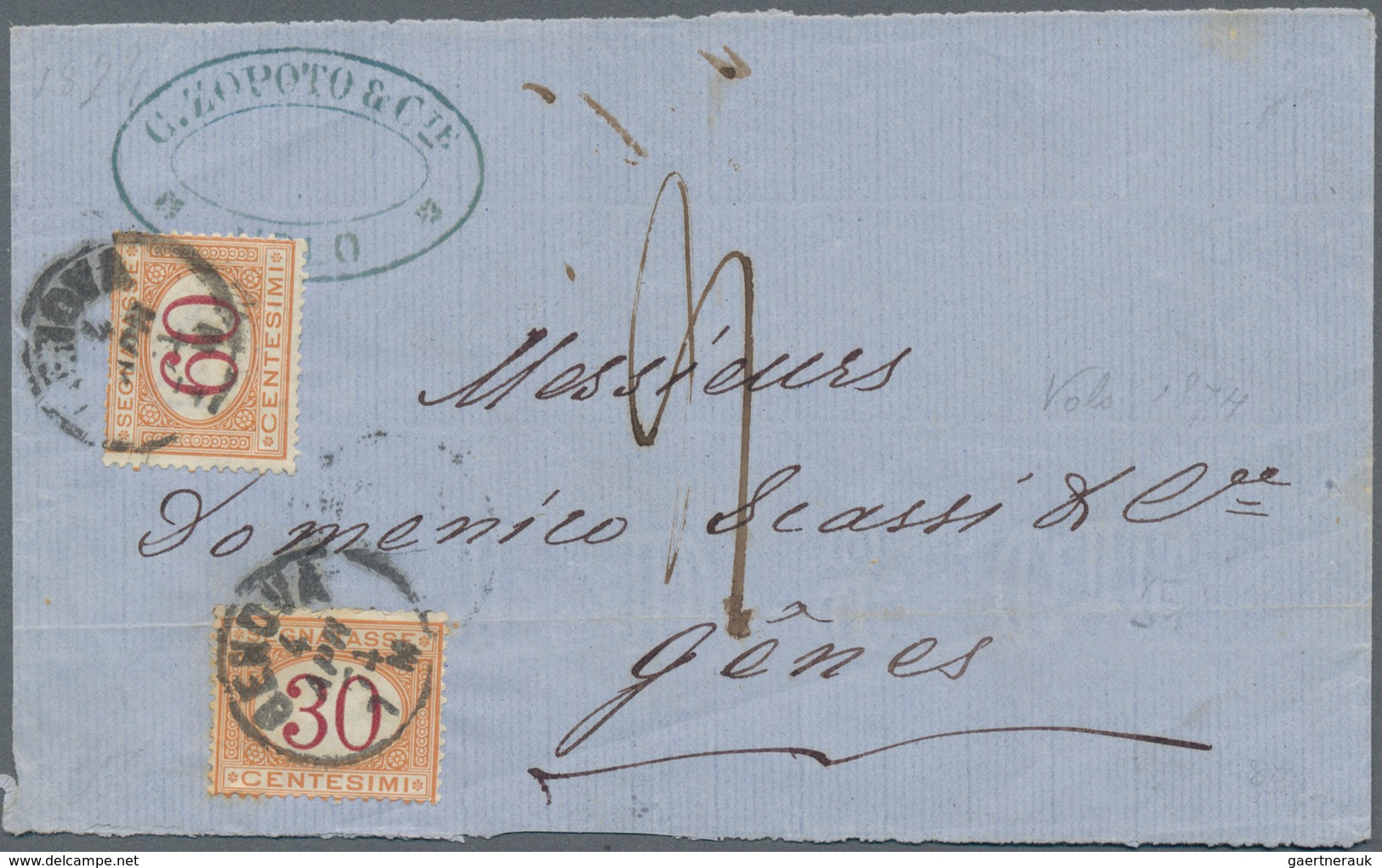 Griechenland - Besonderheiten: 1874, "VOLO" Company Sender Stamp On Folded Letter (flap Up And Down - Andere & Zonder Classificatie