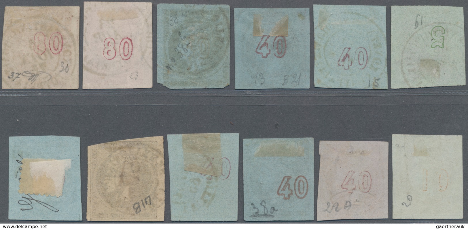 Griechenland - Stempel: 1865/1877, Greek Post Offices Abroad, Group With 12 Stamps, Comprising 'Herm - Postmarks - EMA (Printer Machine)