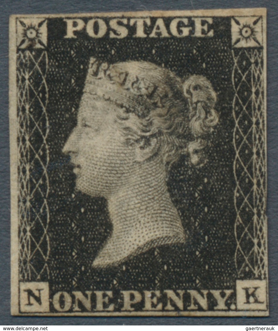 Großbritannien: 1840, 1 D. Black, Plate 4, NK, Good Margin On Three Sides, Unused Without Gum And Sm - Andere & Zonder Classificatie